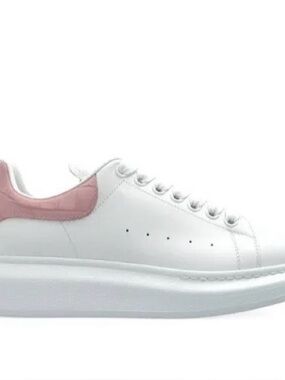 Alexander McQueen White Sneakers with Dusty Pink Heel Panel